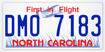 NC license plate DMO7183