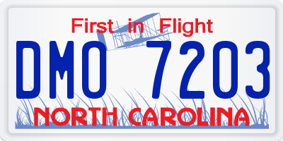NC license plate DMO7203
