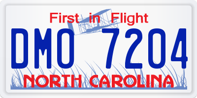 NC license plate DMO7204
