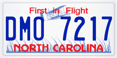 NC license plate DMO7217