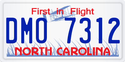 NC license plate DMO7312