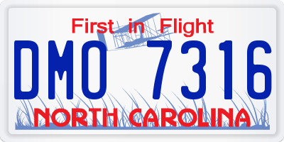 NC license plate DMO7316