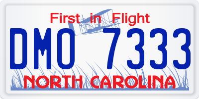 NC license plate DMO7333