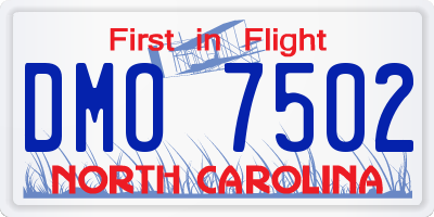 NC license plate DMO7502