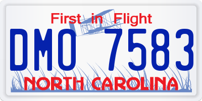 NC license plate DMO7583