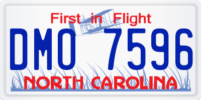 NC license plate DMO7596