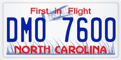 NC license plate DMO7600