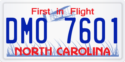 NC license plate DMO7601