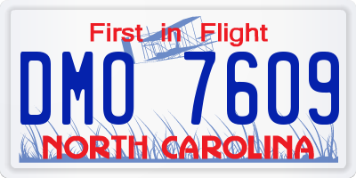 NC license plate DMO7609