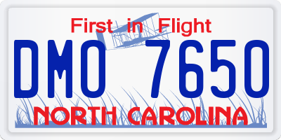 NC license plate DMO7650