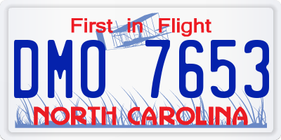 NC license plate DMO7653