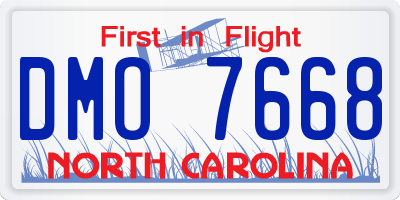 NC license plate DMO7668