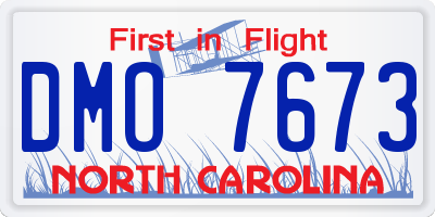 NC license plate DMO7673