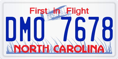 NC license plate DMO7678