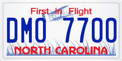 NC license plate DMO7700