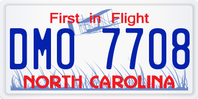 NC license plate DMO7708