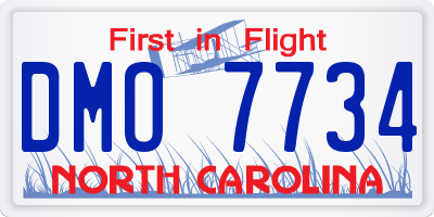 NC license plate DMO7734