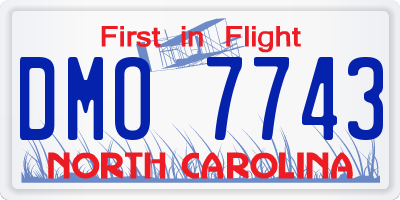 NC license plate DMO7743