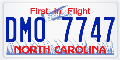 NC license plate DMO7747