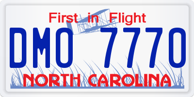 NC license plate DMO7770