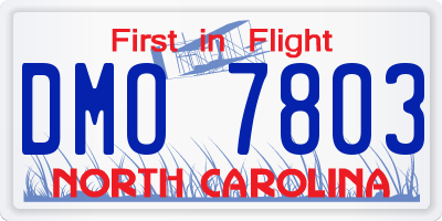 NC license plate DMO7803