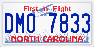 NC license plate DMO7833