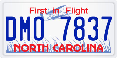 NC license plate DMO7837