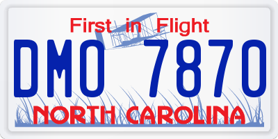 NC license plate DMO7870