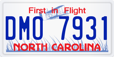 NC license plate DMO7931