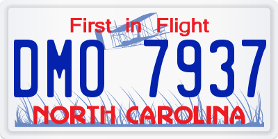 NC license plate DMO7937