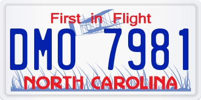NC license plate DMO7981