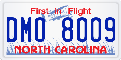NC license plate DMO8009