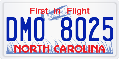 NC license plate DMO8025