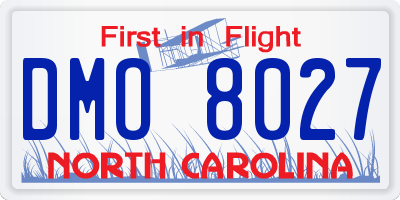 NC license plate DMO8027