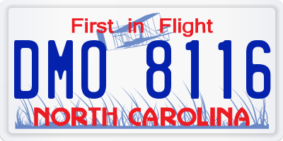NC license plate DMO8116