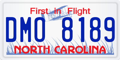 NC license plate DMO8189