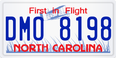 NC license plate DMO8198