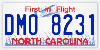 NC license plate DMO8231