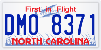 NC license plate DMO8371