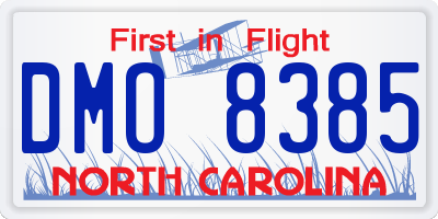 NC license plate DMO8385