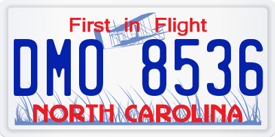 NC license plate DMO8536