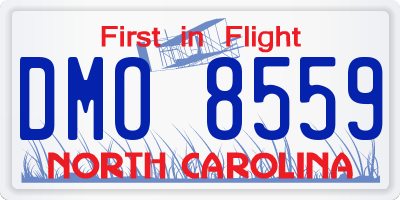 NC license plate DMO8559