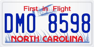 NC license plate DMO8598