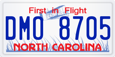 NC license plate DMO8705