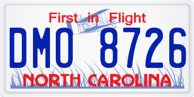 NC license plate DMO8726