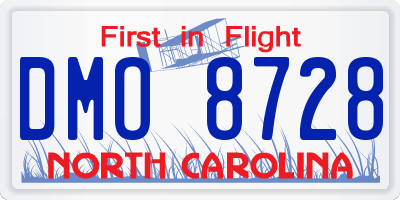 NC license plate DMO8728