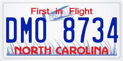 NC license plate DMO8734