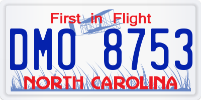 NC license plate DMO8753