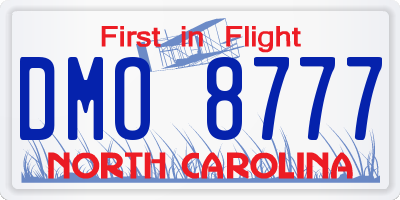 NC license plate DMO8777