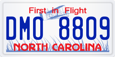 NC license plate DMO8809